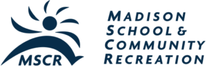 Logo for Madison School & Community Recreation. Dark blue text and image on white background.